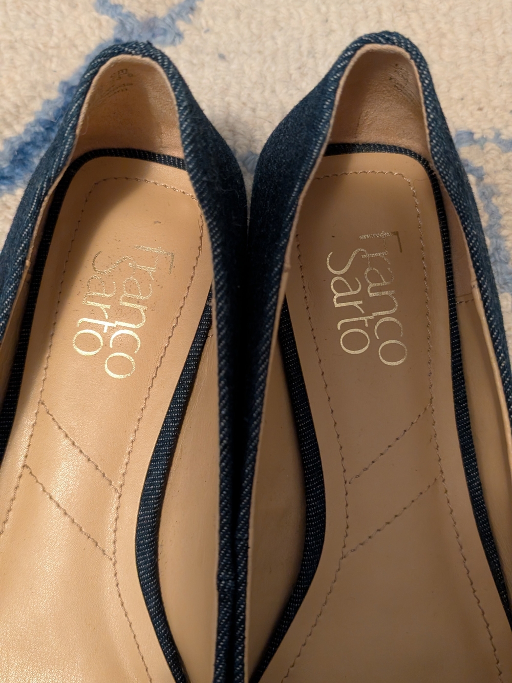 Franco Sarto Navy Denim Buckle Flats - Picture 2 of 7